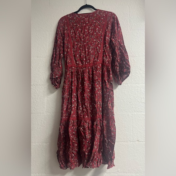 Max Studio Burgundy Floral Long Sleeve Dress - Picture 2 of 3